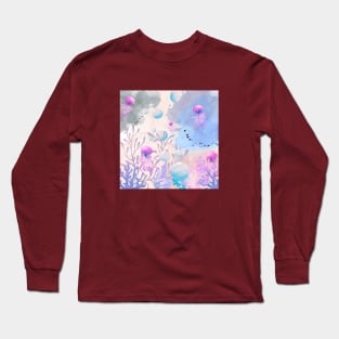 beautiful ocean with jellyfish Long Sleeve T-Shirt